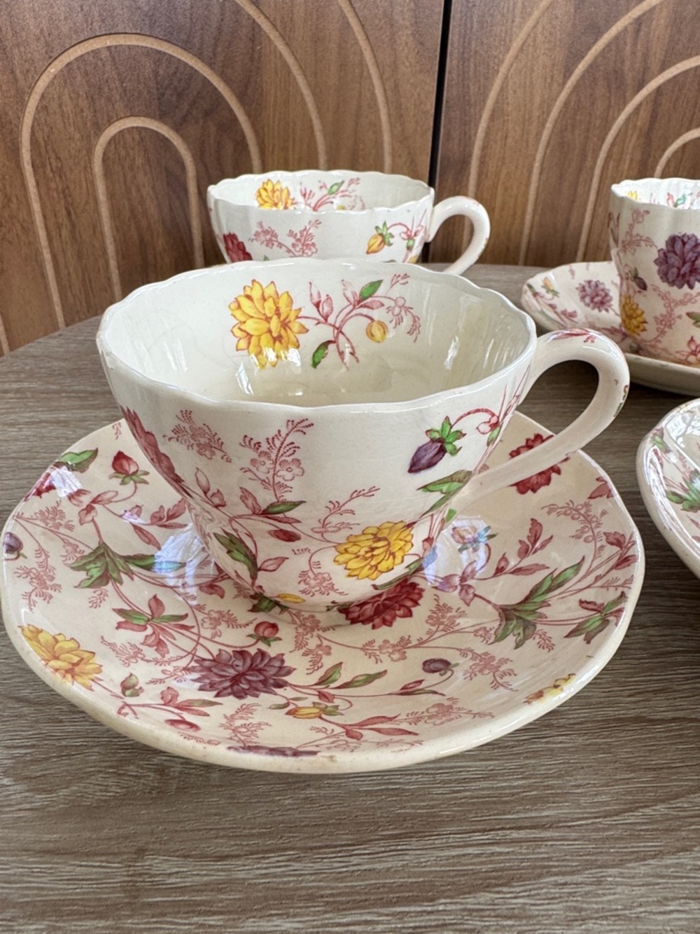 Vintage Copeland Spode England Bachelor’s Button Ceramic Teacup and Saucer Set